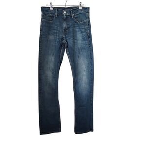 Levis 513 Slim Straight Jeans Men's W32 L38 Medium Wash Blue Denim Pants 175